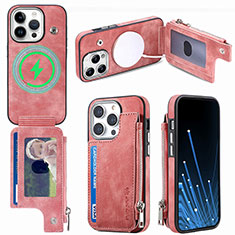 Soft Silicone Gel Leather Snap On Case Cover SD9 for Apple iPhone 14 Pro Max Pink