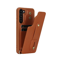 Soft Silicone Gel Leather Snap On Case Cover SY1 for Samsung Galaxy S23 5G Brown