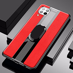 Soft Silicone Gel Leather Snap On Case Cover with Magnetic Finger Ring Stand for Huawei Nova 7i Red