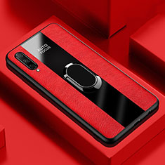 Soft Silicone Gel Leather Snap On Case Cover with Magnetic Finger Ring Stand S04 for Huawei Honor 9X Pro Red