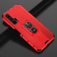 Soft Silicone Gel Leather Snap On Case Cover with Magnetic Finger Ring Stand T02 for Huawei Honor 20 Pro Red