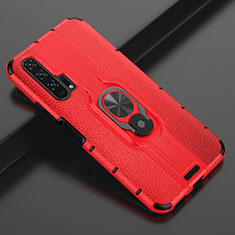 Soft Silicone Gel Leather Snap On Case Cover with Magnetic Finger Ring Stand T03 for Huawei Honor 20 Pro Red