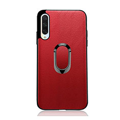 Soft Silicone Gel Leather Snap On Case Cover with Magnetic Finger Ring Stand T03 for Xiaomi Mi A3 Red
