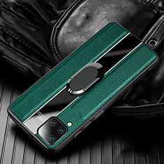 Soft Silicone Gel Leather Snap On Case Cover with Magnetic Finger Ring Stand T04 for Huawei P40 Lite Green