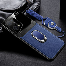 Soft Silicone Gel Leather Snap On Case Cover with Magnetic FL1 for Oppo Find X5 5G Blue