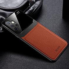 Soft Silicone Gel Leather Snap On Case Cover with Magnetic FL1 for Samsung Galaxy A32 4G Brown