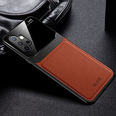 Soft Silicone Gel Leather Snap On Case Cover with Magnetic FL1 for Samsung Galaxy A32 5G Brown