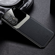 Soft Silicone Gel Leather Snap On Case Cover with Magnetic FL1 for Samsung Galaxy A52 4G Black