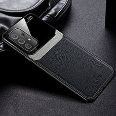 Soft Silicone Gel Leather Snap On Case Cover with Magnetic FL1 for Samsung Galaxy A52 5G Black