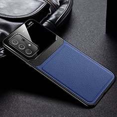 Soft Silicone Gel Leather Snap On Case Cover with Magnetic FL1 for Samsung Galaxy A52 5G Blue