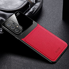 Soft Silicone Gel Leather Snap On Case Cover with Magnetic FL1 for Samsung Galaxy A52 5G Red