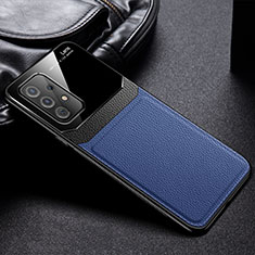 Soft Silicone Gel Leather Snap On Case Cover with Magnetic FL1 for Samsung Galaxy A72 4G Blue