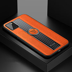 Soft Silicone Gel Leather Snap On Case Cover with Magnetic FL1 for Samsung Galaxy A81 Orange