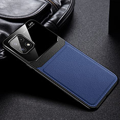 Soft Silicone Gel Leather Snap On Case Cover with Magnetic FL1 for Samsung Galaxy F42 5G Blue