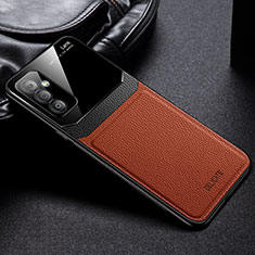 Soft Silicone Gel Leather Snap On Case Cover with Magnetic FL1 for Samsung Galaxy M23 5G Brown