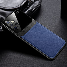 Soft Silicone Gel Leather Snap On Case Cover with Magnetic FL1 for Samsung Galaxy M32 5G Blue
