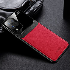 Soft Silicone Gel Leather Snap On Case Cover with Magnetic FL1 for Samsung Galaxy M33 5G Red