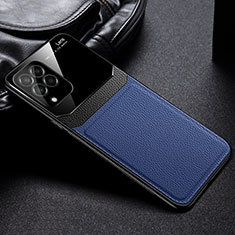 Soft Silicone Gel Leather Snap On Case Cover with Magnetic FL1 for Samsung Galaxy M53 5G Blue