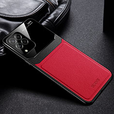 Soft Silicone Gel Leather Snap On Case Cover with Magnetic FL1 for Samsung Galaxy M53 5G Red