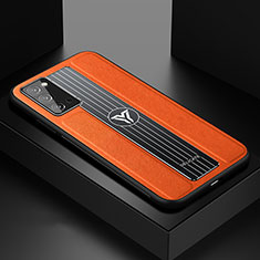 Soft Silicone Gel Leather Snap On Case Cover with Magnetic FL1 for Samsung Galaxy Note 20 5G Orange