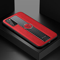 Soft Silicone Gel Leather Snap On Case Cover with Magnetic FL1 for Samsung Galaxy S20 Red