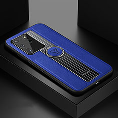 Soft Silicone Gel Leather Snap On Case Cover with Magnetic FL1 for Samsung Galaxy S20 Ultra 5G Blue
