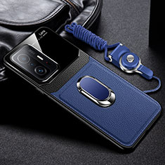 Soft Silicone Gel Leather Snap On Case Cover with Magnetic FL2 for Xiaomi Mi 11T 5G Blue