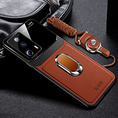 Soft Silicone Gel Leather Snap On Case Cover with Magnetic FL2 for Xiaomi Mi 12 Lite NE 5G Brown