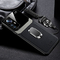 Soft Silicone Gel Leather Snap On Case Cover with Magnetic FL2 for Xiaomi Mi 12T Pro 5G Black