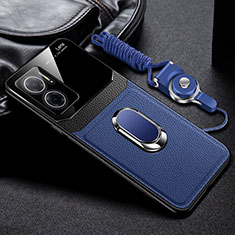 Soft Silicone Gel Leather Snap On Case Cover with Magnetic FL2 for Xiaomi Redmi Note 11E 5G Blue