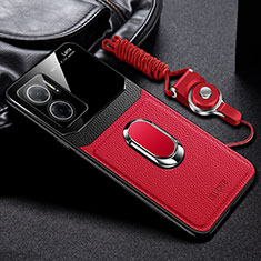 Soft Silicone Gel Leather Snap On Case Cover with Magnetic FL2 for Xiaomi Redmi Note 11E 5G Red