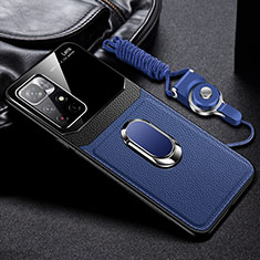 Soft Silicone Gel Leather Snap On Case Cover with Magnetic FL2 for Xiaomi Redmi Note 11S 5G Blue