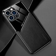 Soft Silicone Gel Leather Snap On Case Cover with Magnetic for Apple iPhone 13 Pro Black