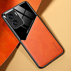 Soft Silicone Gel Leather Snap On Case Cover with Magnetic for Huawei Honor 90 Lite 5G Orange
