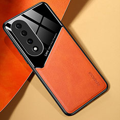 Soft Silicone Gel Leather Snap On Case Cover with Magnetic for Huawei Honor 90 Pro 5G Orange