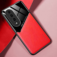Soft Silicone Gel Leather Snap On Case Cover with Magnetic for Huawei Honor 90 Pro 5G Red