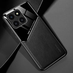 Soft Silicone Gel Leather Snap On Case Cover with Magnetic for Huawei Honor X6a Black