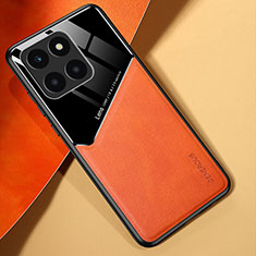 Soft Silicone Gel Leather Snap On Case Cover with Magnetic for Huawei Honor X6a Orange