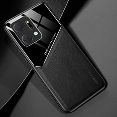 Soft Silicone Gel Leather Snap On Case Cover with Magnetic for Huawei Honor X7a Black