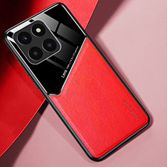 Soft Silicone Gel Leather Snap On Case Cover with Magnetic for Huawei Honor X8b Red