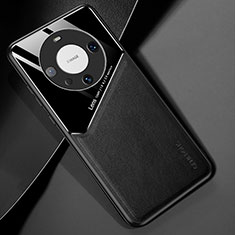 Soft Silicone Gel Leather Snap On Case Cover with Magnetic for Huawei Mate 60 Black