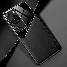 Soft Silicone Gel Leather Snap On Case Cover with Magnetic for Huawei P60 Pro Black