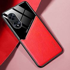 Soft Silicone Gel Leather Snap On Case Cover with Magnetic for Oppo A97 5G Red