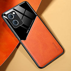 Soft Silicone Gel Leather Snap On Case Cover with Magnetic for Oppo Find X5 Lite 5G Orange