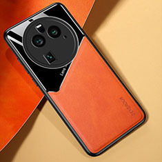 Soft Silicone Gel Leather Snap On Case Cover with Magnetic for Oppo Find X6 Pro 5G Orange