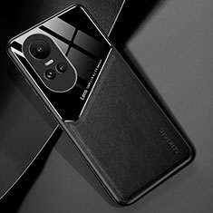 Soft Silicone Gel Leather Snap On Case Cover with Magnetic for Oppo Reno10 5G Black