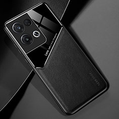 Soft Silicone Gel Leather Snap On Case Cover with Magnetic for Oppo Reno8 5G Black