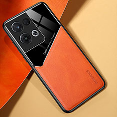 Soft Silicone Gel Leather Snap On Case Cover with Magnetic for Oppo Reno8 5G Orange
