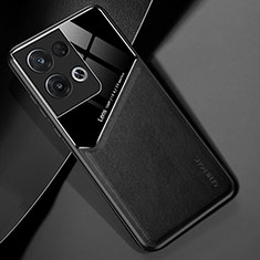 Soft Silicone Gel Leather Snap On Case Cover with Magnetic for Oppo Reno9 Pro+ Plus 5G Black