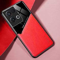 Soft Silicone Gel Leather Snap On Case Cover with Magnetic for Oppo Reno9 Pro+ Plus 5G Red
